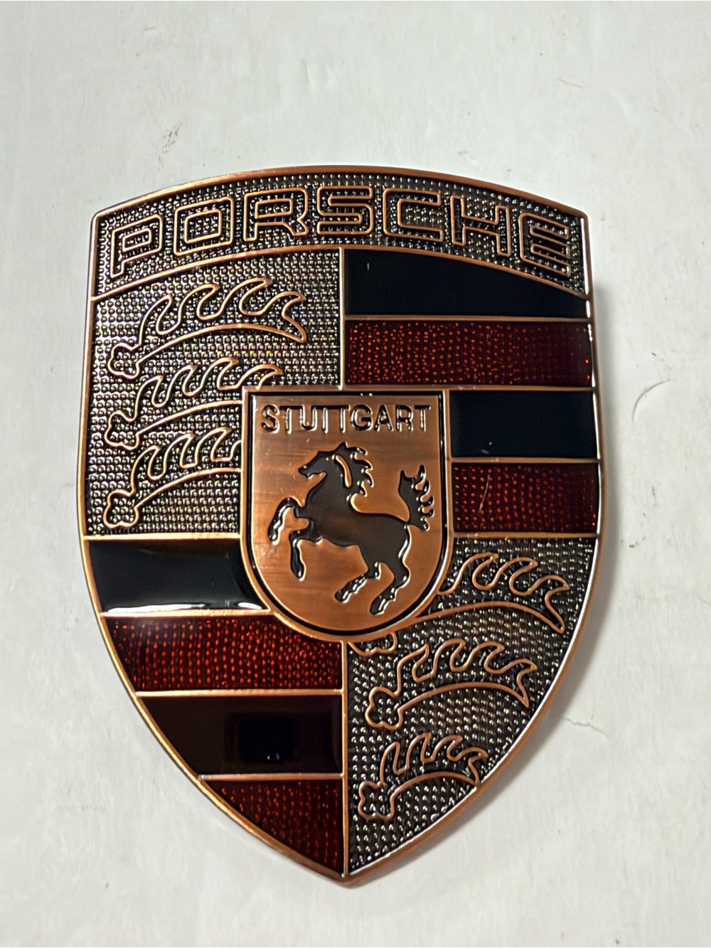 1 Pc Porsche Hood Aluminum Emblems Sticker size: 50mm x 66 mm